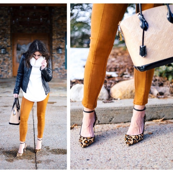 ANTHROPOLOGIE Faux Suede Leggings - Sz. 28 - Picture 2 of 8